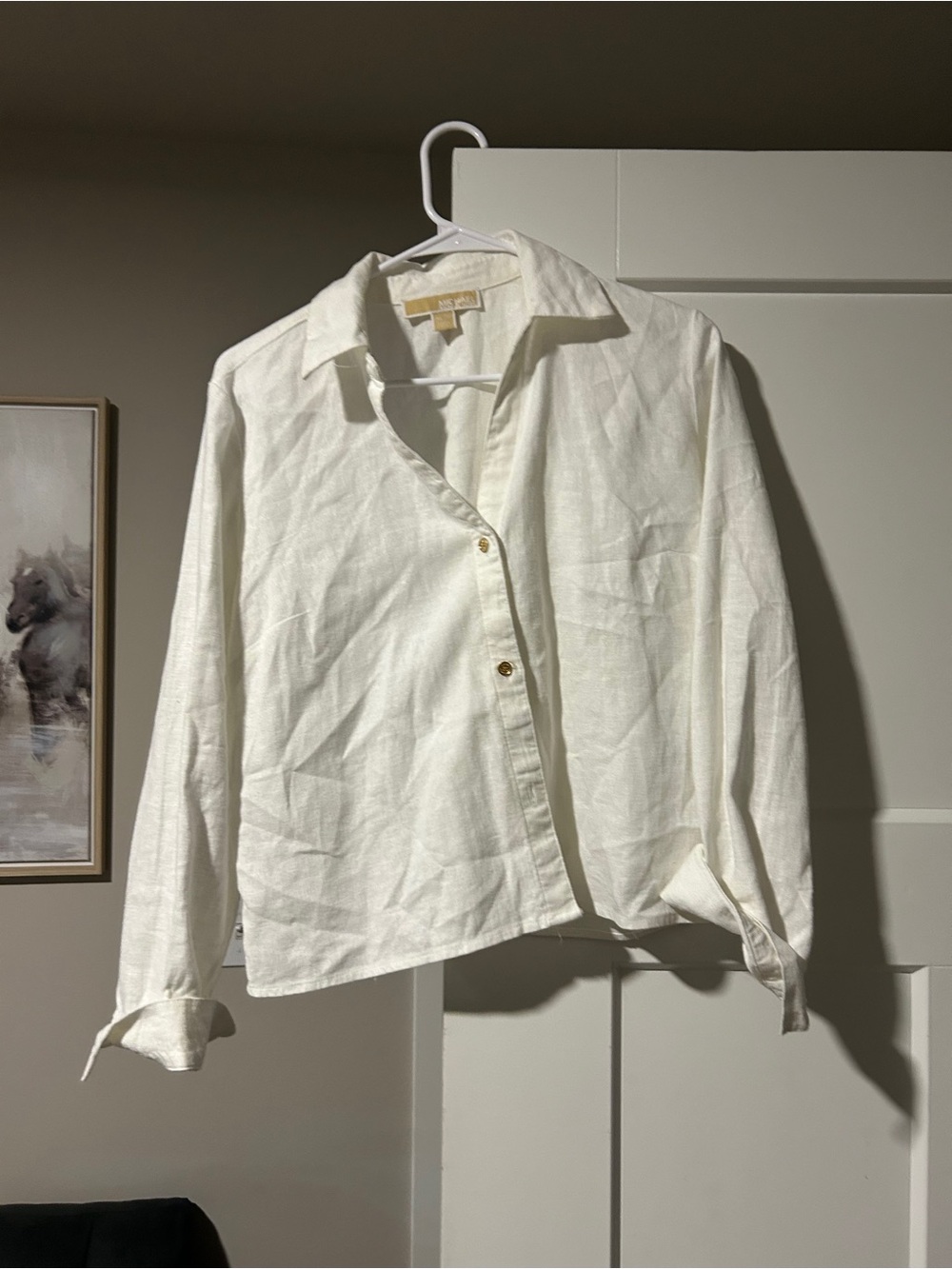 Michael Kors White Linen Button-Down Shirt